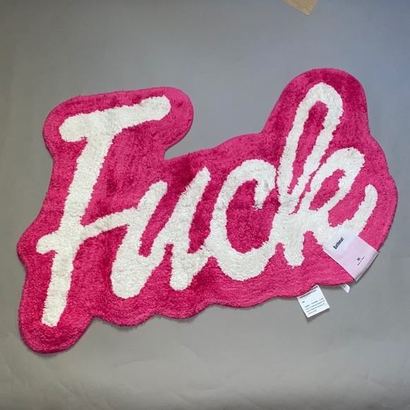 URBAN OUTFITTERS Pink F*ck Bathroom Rug Bath Mat Accent Rug - Picture 2 of 10